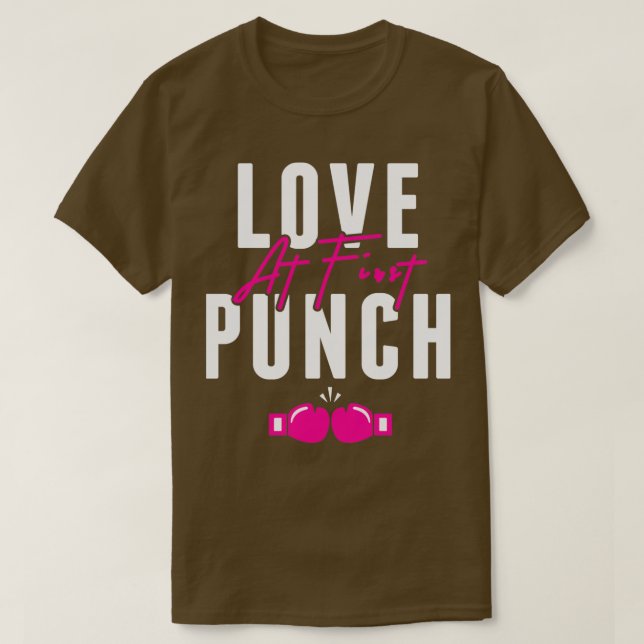 Kärlek vid första Slå Kickboxing Rosa Glove Fighte T Shirt (Design framsida)