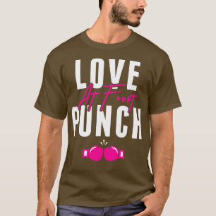 Kärlek vid första Slå Kickboxing Rosa Glove Fighte T Shirt