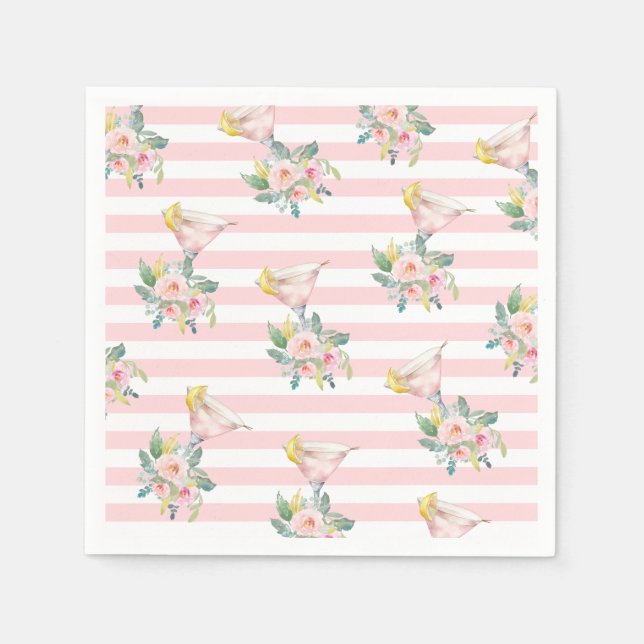 Kärlek vid första slurken Ljus Cocktail Bröllopsfe Pappersservett (Framsidan)