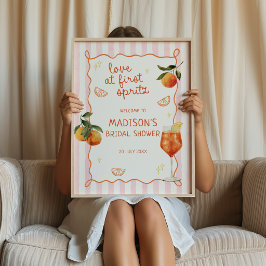 Kärlek vid första Spritz Apelsinränder Välkommen Poster