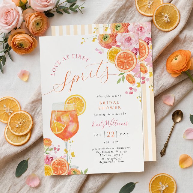 Kärlek vid första spritz blomsterbröllopsfestinbju inbjudningar (Skapare uppladdad)