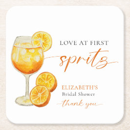 Kärlek vid första Spritz Bröllopsdusch Aperol Anpa Underlägg Papper Kvadrat