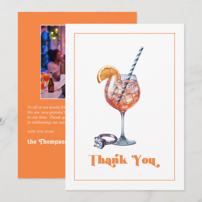 Kärlek vid första spritz - Bröllopsdusch Foto Tack Kort (Fram/baksida)