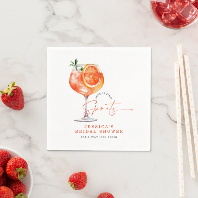 Kärlek Vid Första Spritz Bröllopsdusch Pappersservett (Insitu)