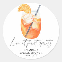 Kärlek vid första spritz Bröllopsdusch Runt Klistermärke
