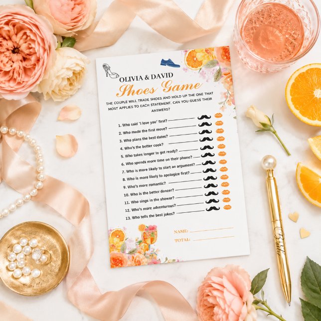 Kärlek vid första spritz bröllopsdusch Skor Spel (Love at First Spritz Bridal Shower Shoes Game)