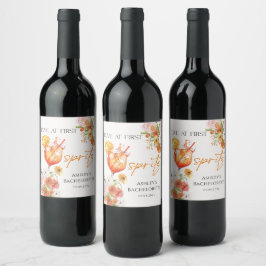 Kärlek vid första spritz bröllopsdusch vinetikett vinflaska etikett