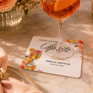 Kärlek vid första spritz bröllopsduschfest underlägg papper kvadrat