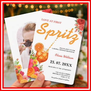 Kärlek vid första spritz Bröllopsfest-fotografi Inbjudningar
