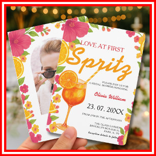 Kärlek vid första spritz Citrus Orange Bröllopsdus Inbjudningar