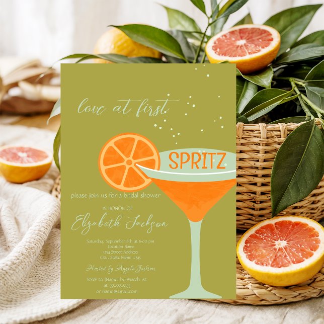 Kärlek vid första spritz grön inbjudningar (Skapare uppladdad)