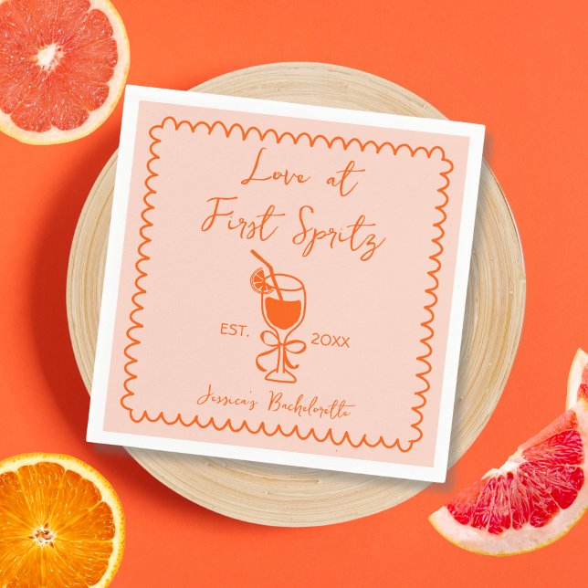 Kärlek vid första Spritz Hand plockade-Möhippan Pappersservett (Love At First Spritz Hand Drawn Bridal Shower Napkins)