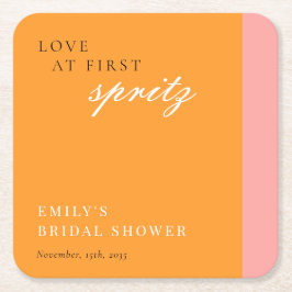 Kärlek vid första Spritz Modern Bröllopsfest Underlägg Papper Kvadrat