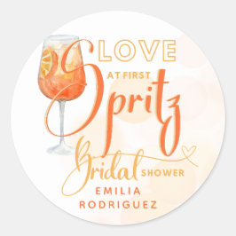 Kärlek vid första SPRITZ Modern Orange Möhippa Runt Klistermärke