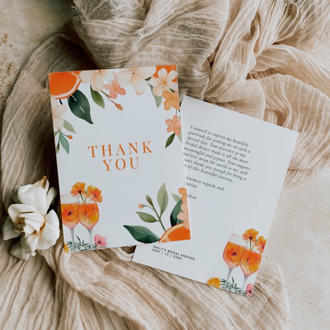 Kärlek vid första spritz Moderna bröllopsdusch Tack Kort (Skapare uppladdad)