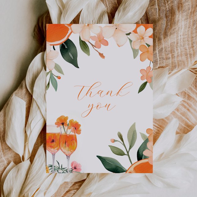 Kärlek vid första Spritz Moderna bröllopsfest Tack Kort (Skapare uppladdad)