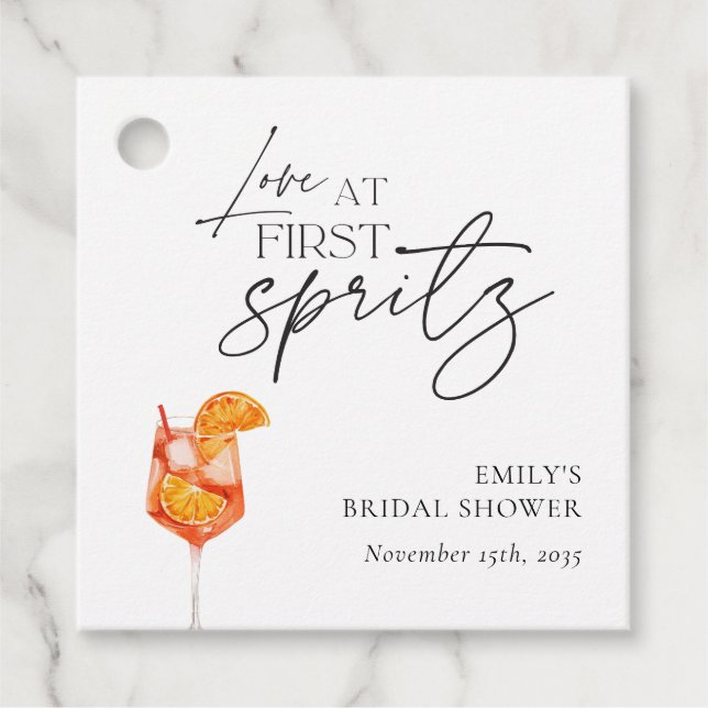 Kärlek vid första Spritz möhippa Gåvor Etiketter (Framsida)