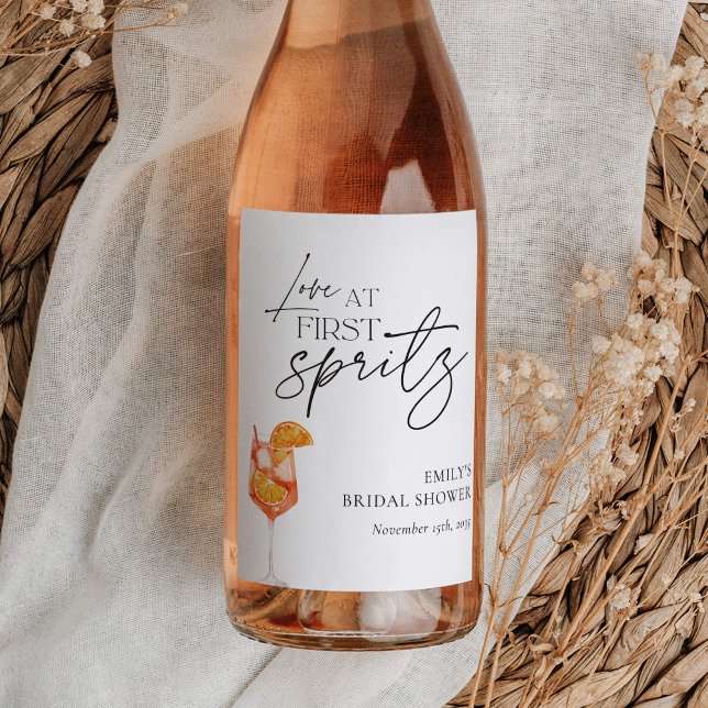 Kärlek vid första Spritz möhippa Vinflaska Etikett (Skapare uppladdad)