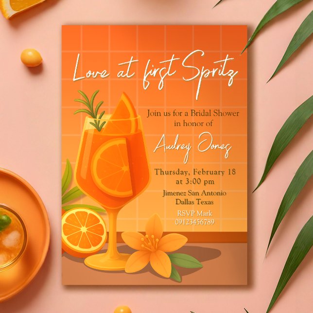 Kärlek vid första Spritz-Möhippan Inbjudningar (Love at first Spritz Bridal Shower Invitation)