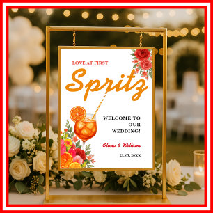 Kärlek vid första spritz orange bröllopsdusch skyl poster