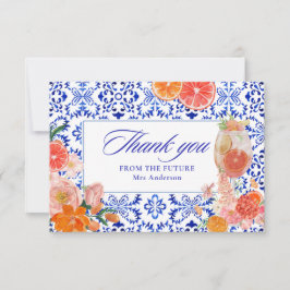 Kärlek vid första spritz orange bröllopsdusch tack kort