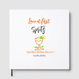 Kärlek vid första spritz orange svart bröllopsdusc gästböcker