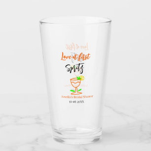 Kärlek vid första spritz orange svart bröllopsdusc glaskopp