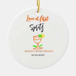 Kärlek vid första spritz orange svart bröllopsdusc julgransprydnad keramik