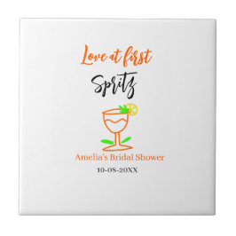 Kärlek vid första spritz orange svart bröllopsdusc kakelplatta