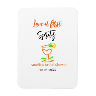 Kärlek vid första spritz orange svart bröllopsdusc magnet