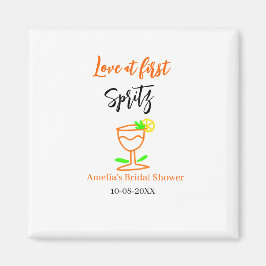 Kärlek vid första spritz orange svart bröllopsdusc magnet
