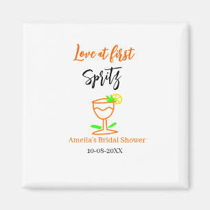 Kärlek vid första spritz orange svart bröllopsdusc magnet