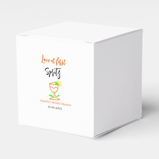 Kärlek vid första spritz orange svart bröllopsdusc presentaskar (Framsidan Sidan)