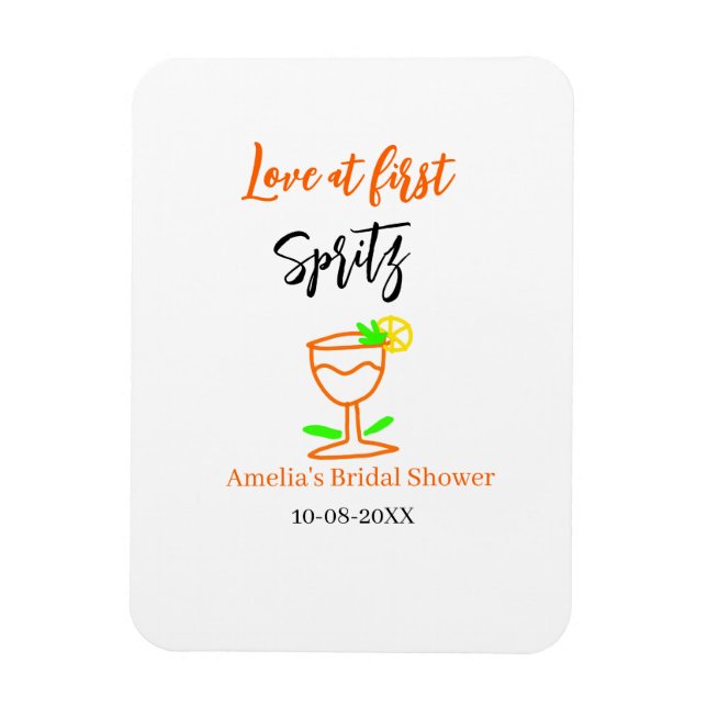 Kärlek vid första spritz orange svart bröllopsfest magnet (Vertikal)