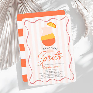 Kärlek vid första Spritz Retro Rand Möhippa Inbjudningar