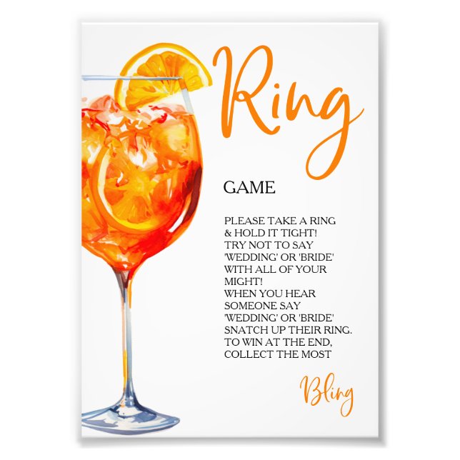 Kärlek vid första Spritz Ring Game Hunt Rings Fototryck (Framsidan)