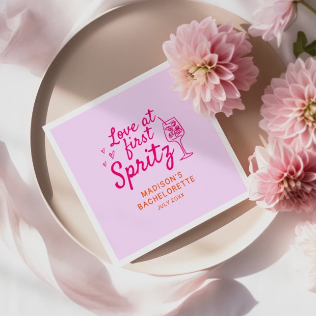 Kärlek vid första Spritz Rosa Orange Bachelorette Pappersservett (Skapare uppladdad)