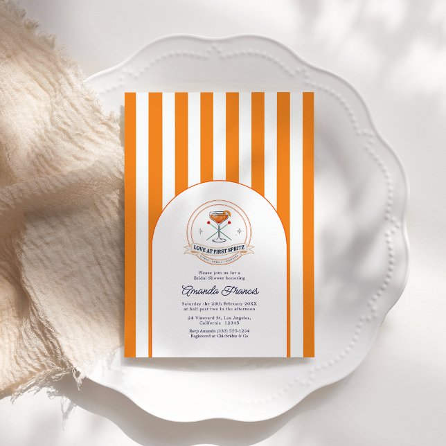 Kärlek vid första spritz snygga välkomnande bröllo inbjudningar (Love at First Spritz Preppy Arch Bridal Shower Invitation)