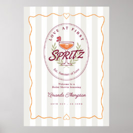 Kärlek vid första spritz - trendig bröllopsfest-vä poster