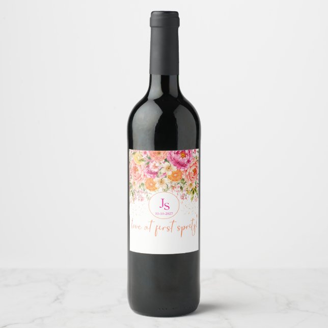 Kärlek vid första spritz vinflaska etikett (Framsida)