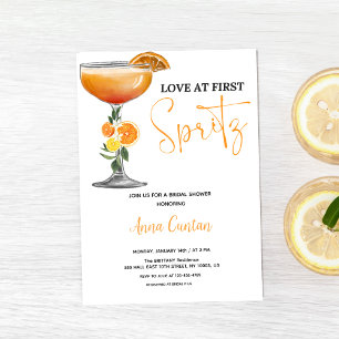 Kärlek vid första spritzen Bröllopsdusch Cocktaild Inbjudningar