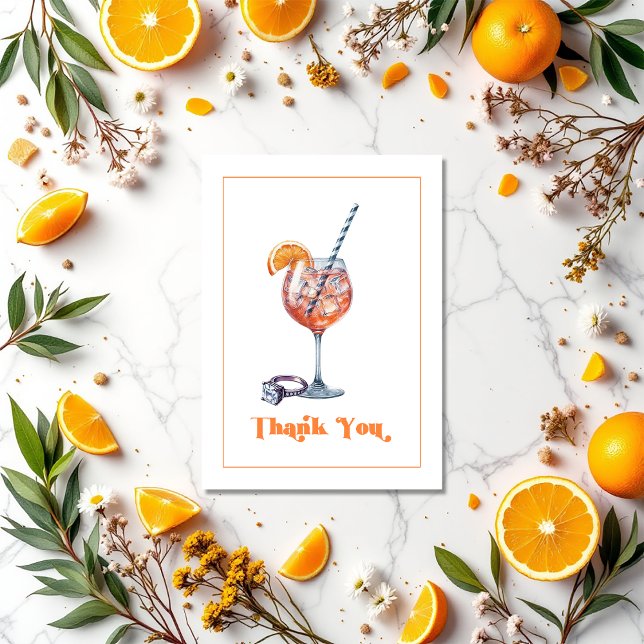 Kärlek vid första spritzen - Bröllopsfest fotograf Tack Kort (Love at First Spritz Bridal Shower Photo Thank You Card)