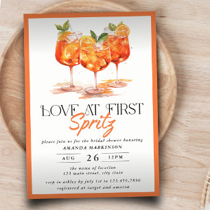 Kärlek vid första spritzen Modern citrus bröllopsd Inbjudningar