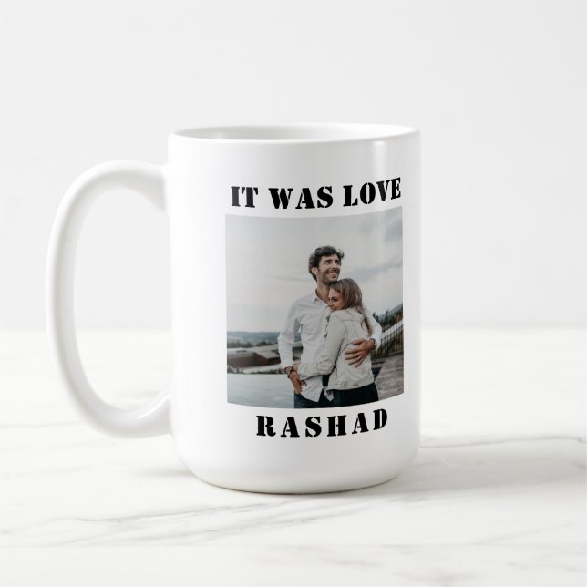 Kärlek vid första syntillfället på kaffe mugg (Vänster)