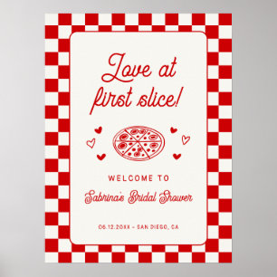Kärlek vid första tårtan Pizza Bröllopsdusch Välko Poster