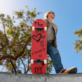 Kärlek vid Money Evil Red Doodle Christian Mini Skateboard Bräda 18,5 Cm