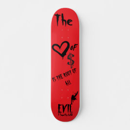 Kärlek vid Money Evil Red Doodle Christian Mini Skateboard Bräda 18,5 Cm