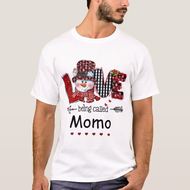 Kärlek vid namn Momo Snögubbe jul Red Play T Shirt (Framsida)