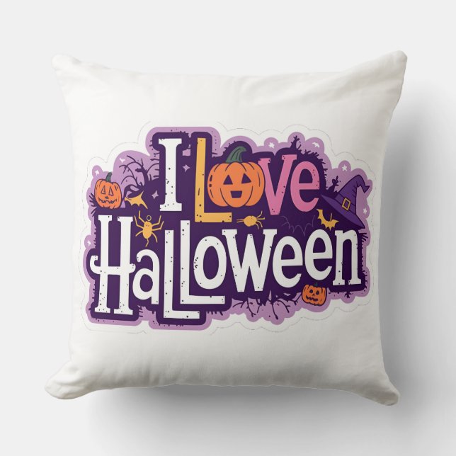 Kärlek vid Rosa Halloween Dekorativ kudde: Festive Kudde (Framsida)
