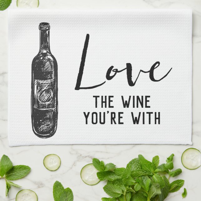 Kärlek Vin du är med Vin Kökshandduk (Vikta)